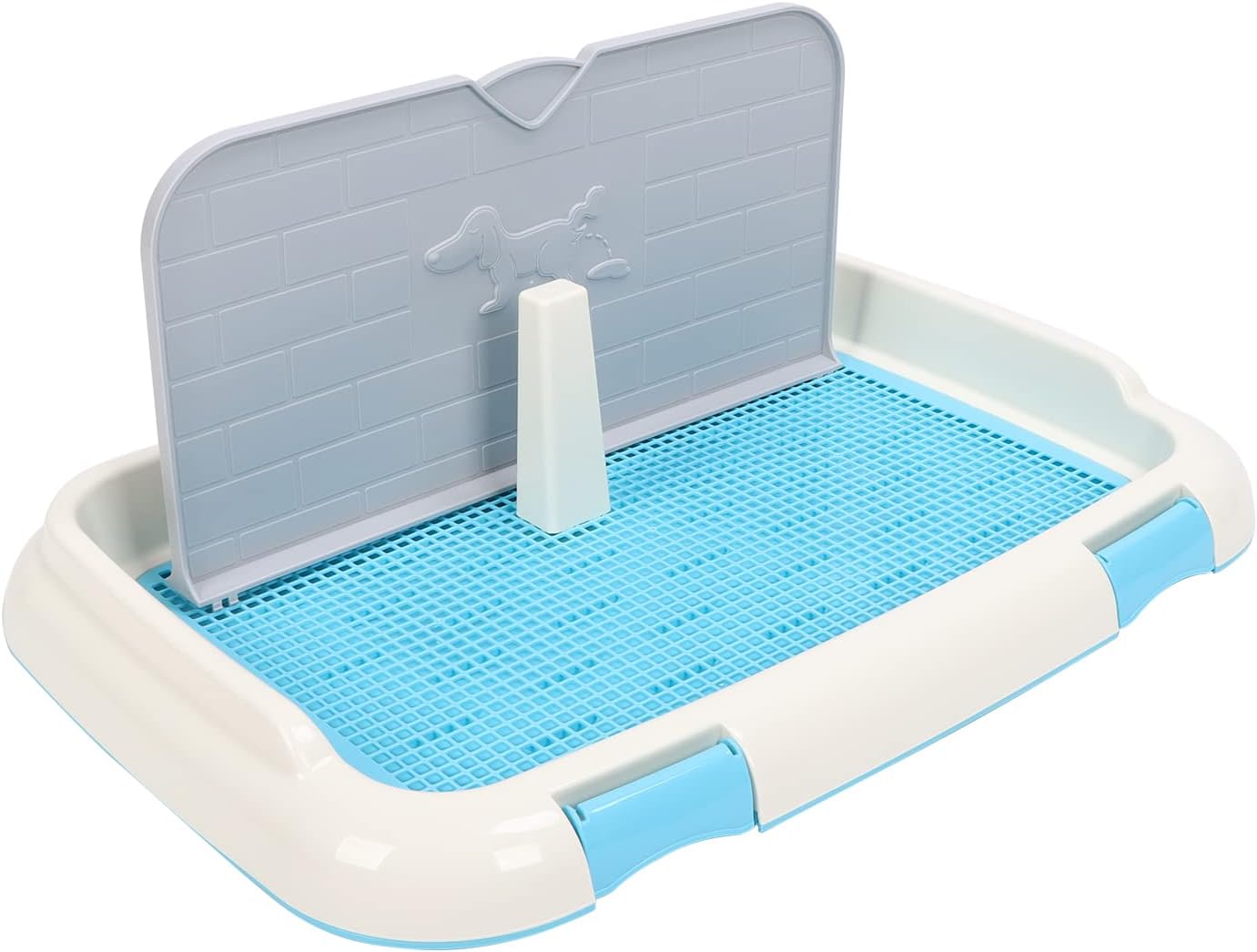 Dog Pee Pad Holder, Plastic Floor Protection Portable Dog Potty with Wall Cover for Training(Blue)