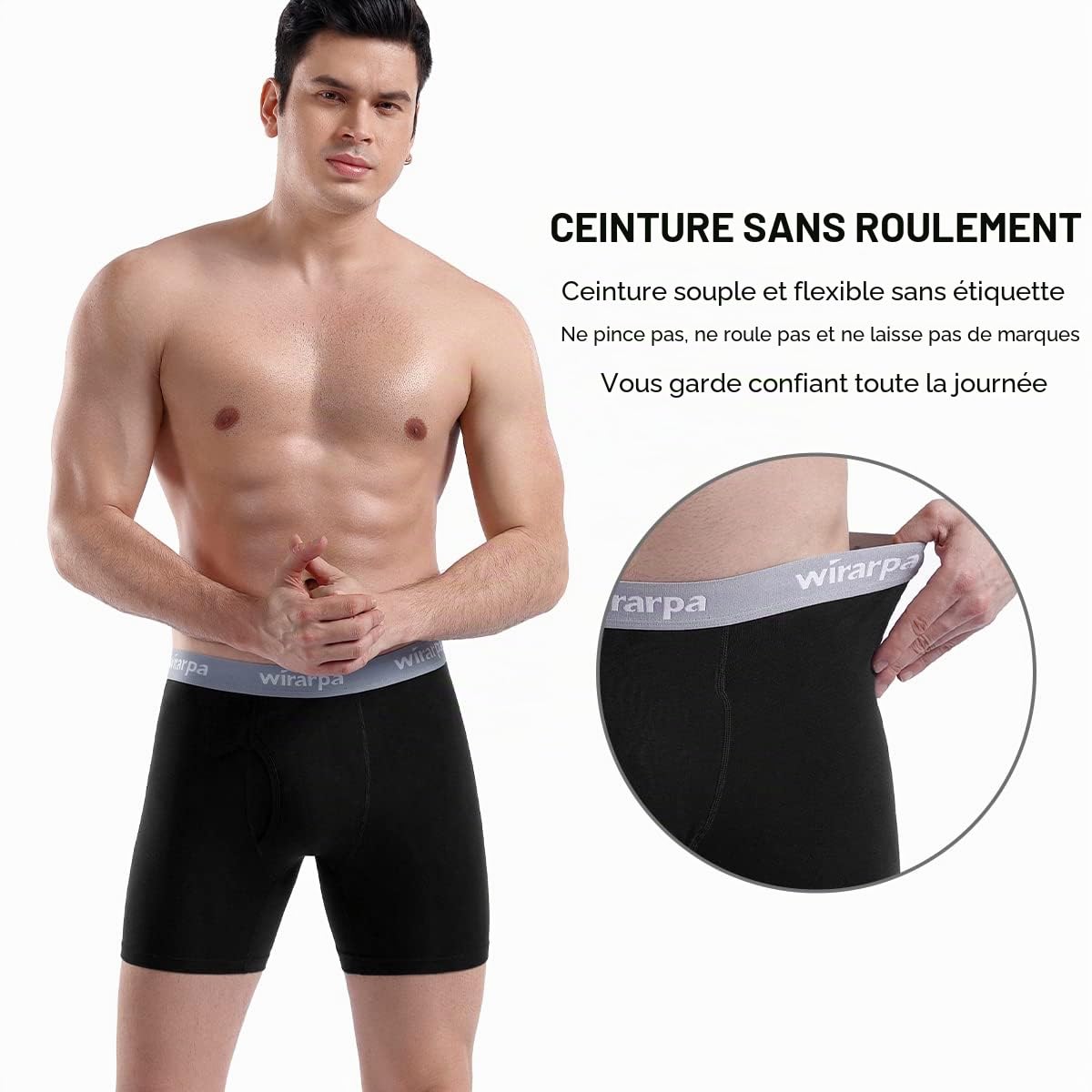wirarpa Boxer Homme Coton Caleçon Hommes Élastique Confortable Braguette Ouverte sans Etiquette Lot de 4