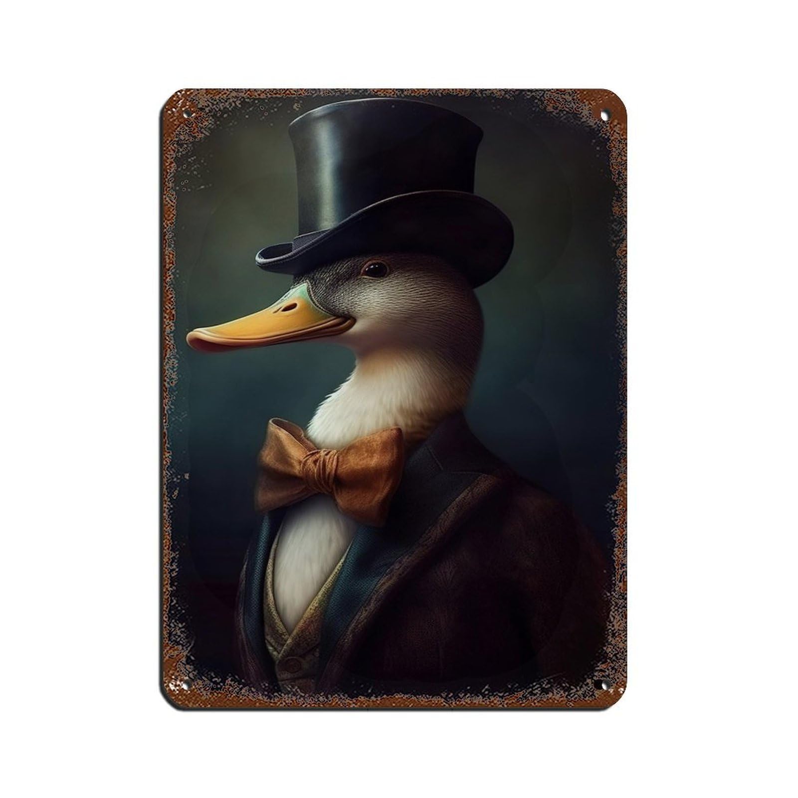Vintage Gentleman Duck Painting Poster Retro Poster Metal Tin Sign Chic Art Retro Iron Painting Bar People Cave Cafe Family Garage Poster Wall Decoration 12x16inch(30x40cm)