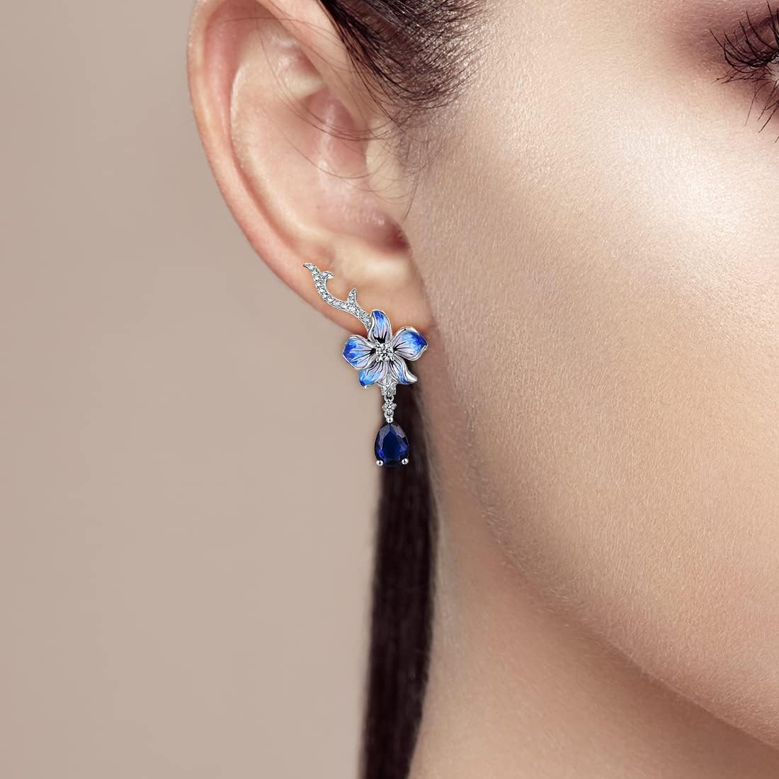 Santuzza 925 Sterling Silver Gemstone Enamel Flower Earrings