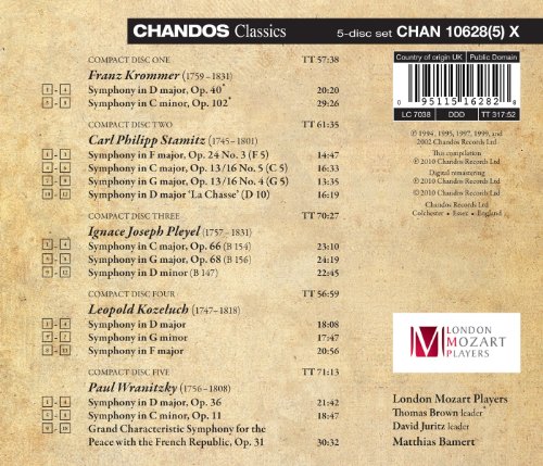 Krommer/Carl Stamitz/Pleyel/Kozeluch/Wranitzky: Contemporaries of Mozart Collection: Symphonies - image 2