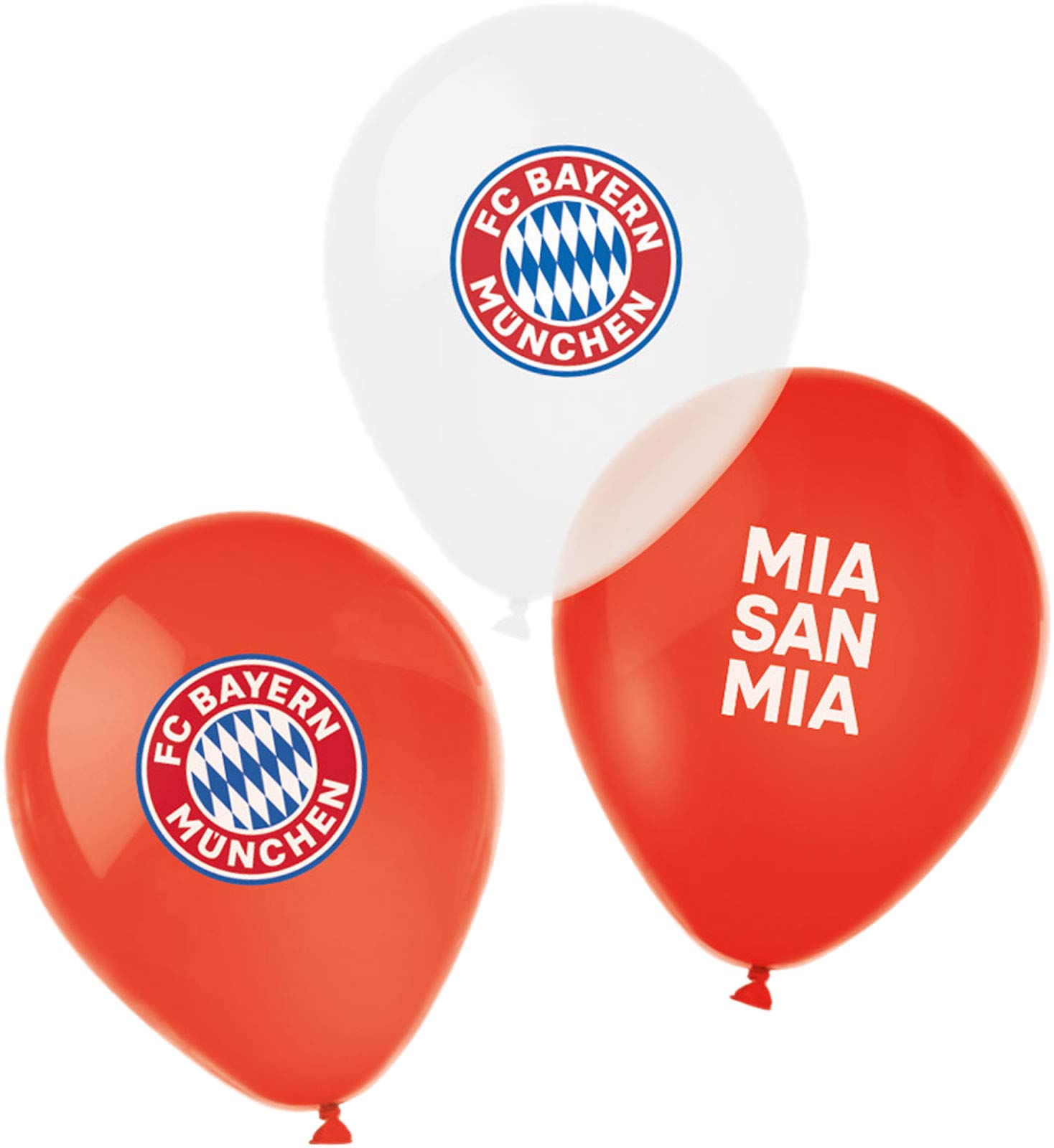 FC Bayern München Luftballons – 6 Stück, 27,5 Cm, Rot/weiß Mit Logo & „Mia San Mia“, Für Helium Oder Luft