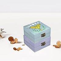 Vista 4 de 4 cajas de madera sin terminar para manualidades, caja cuadrada de madera pequeña con tapas con bisagras y cierres frontales, caja de almacenamiento