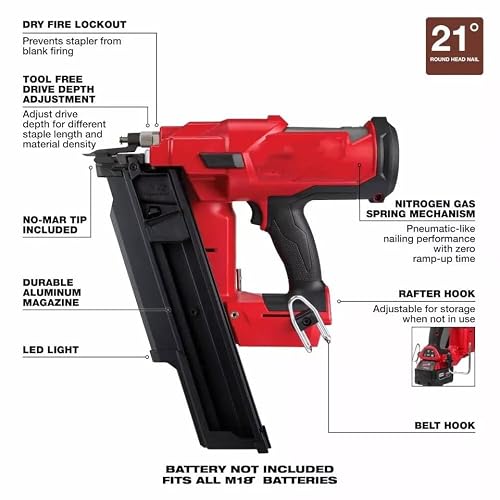 2744-20 M18 for Milwaukee FUEL 21-Degree Cordless Framing Nailer, Bare Tool - Thumbnail 3