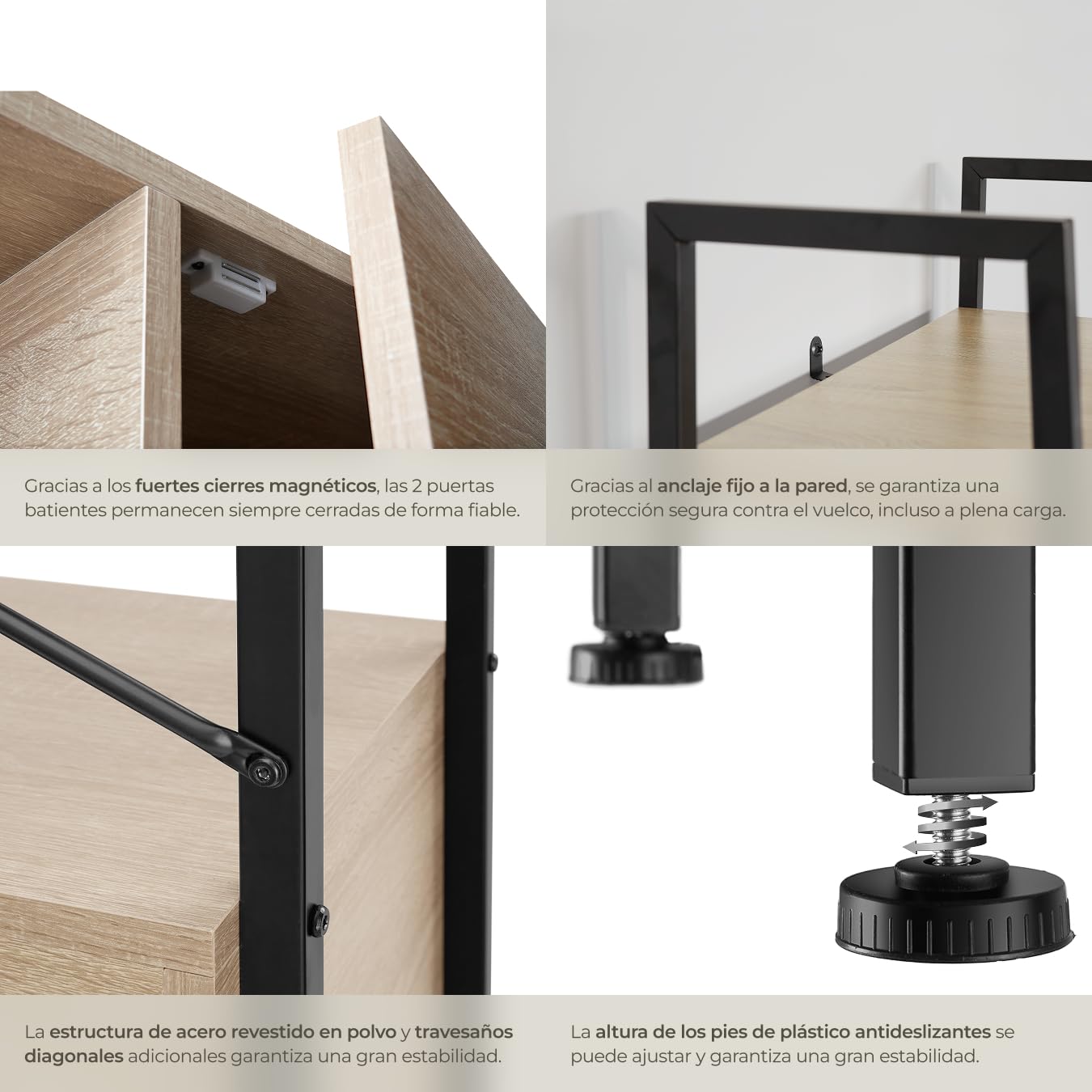 tectake® Estanteria Pared, Estanteria Libros, Mueble Auxiliar Baño con 5 Baldas, Estantería Madera para Oficina y Recibidor - 57,5 x 34 x 173 cm Madera Industrial Clara, Roble Sonoma