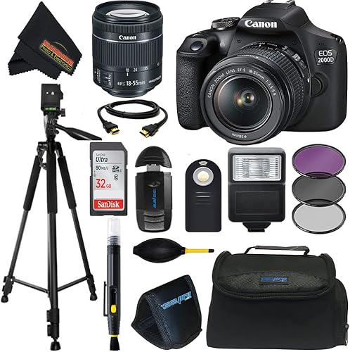 Miniatura 12 de Canon EOS 2000D (Rebel T7) Cámara digital SLR con kit de lente de 0.709-2.165 in (negro) - Paquete de accesorios básicos de tarjeta SD de 16 GB