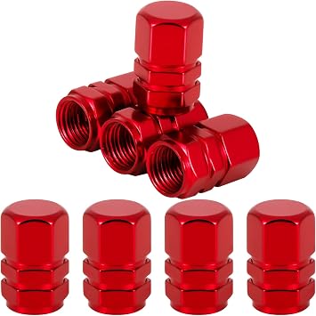 Dacitiery 8 Pcs Red Tyre Valve Caps