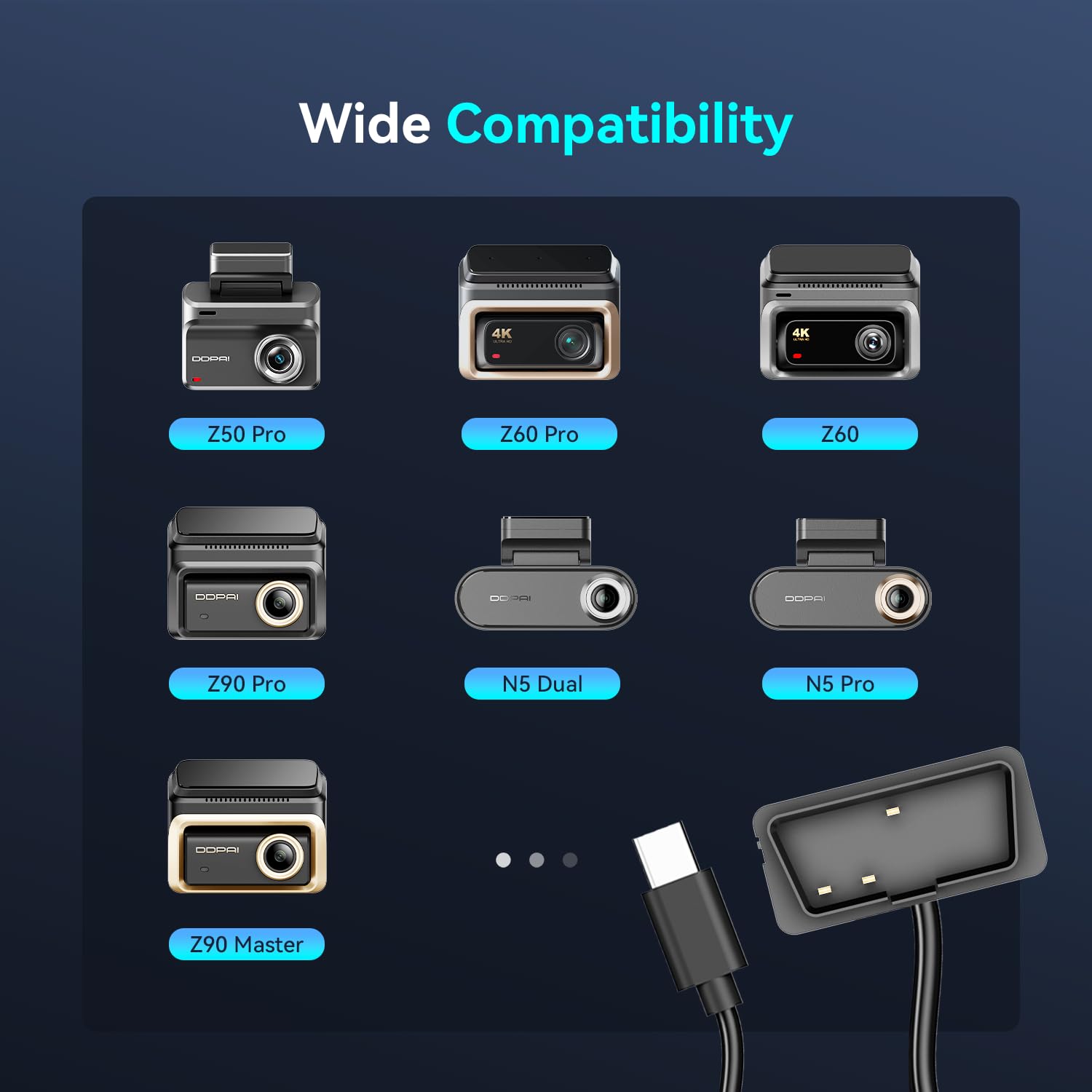 DDPAI OBD Hardwire Kit do kamer samochodowych, kabel 3m, 12V/2A→5V/3A, kompatybilny z Z50 Pro/N5 Dual/Z60/Z60 Pro/Z90 Pro/Z90 Master, 24-godzinne monitorowanie parkowania