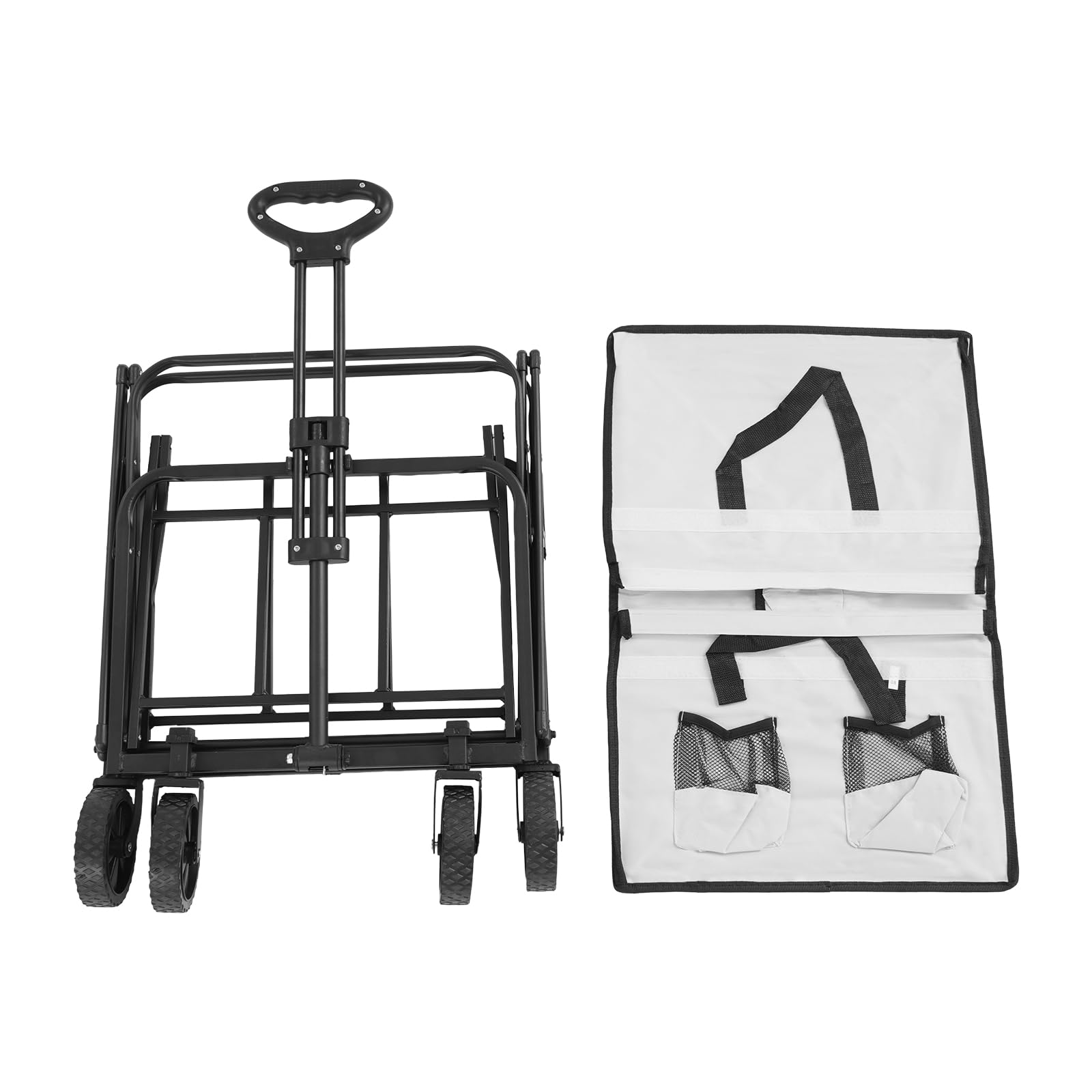 Carro de mano portátil plegable, carrito de playa con ruedas grande y plegable, adecuado para alimentos, deportes, jardinería, compras, camping, carrito de mano