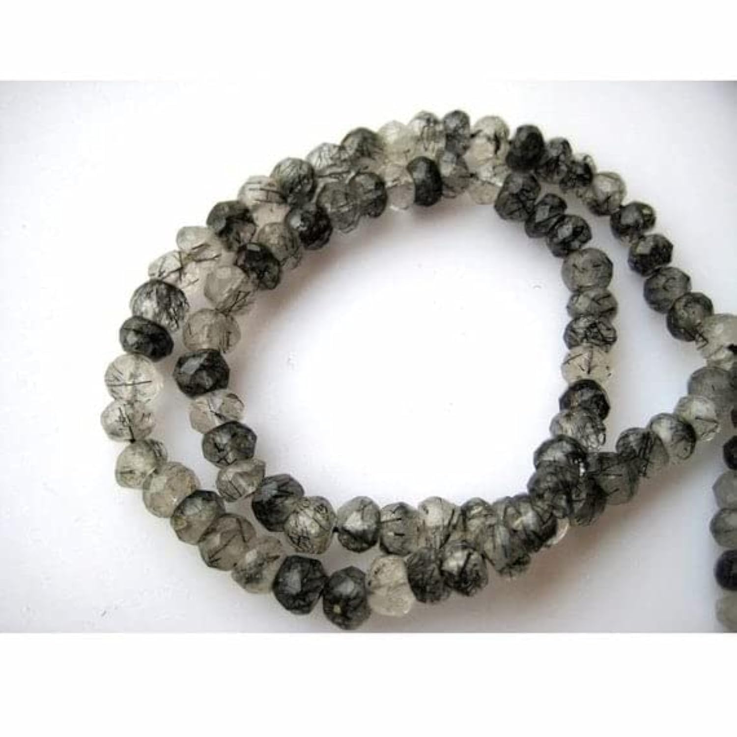Quartz rutilé en perles rondelles facettées 5mm pour création de bijoux