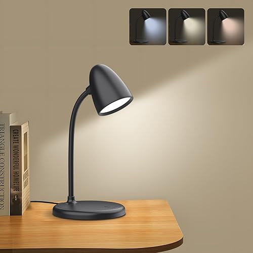 Miniatura 1 de Lámpara LED de escritorio para oficina en casa, 3 colores de luz, lámpara de mesa, luz de lectura regulable para mesita de noche, lámpara de