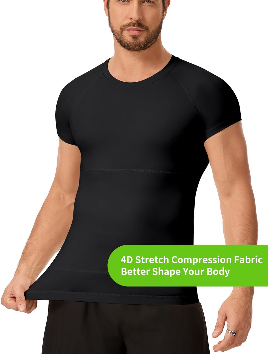 Mens Shapewear Top Slimming Body Shaper Compression Shirt Undershirt(BK XL)