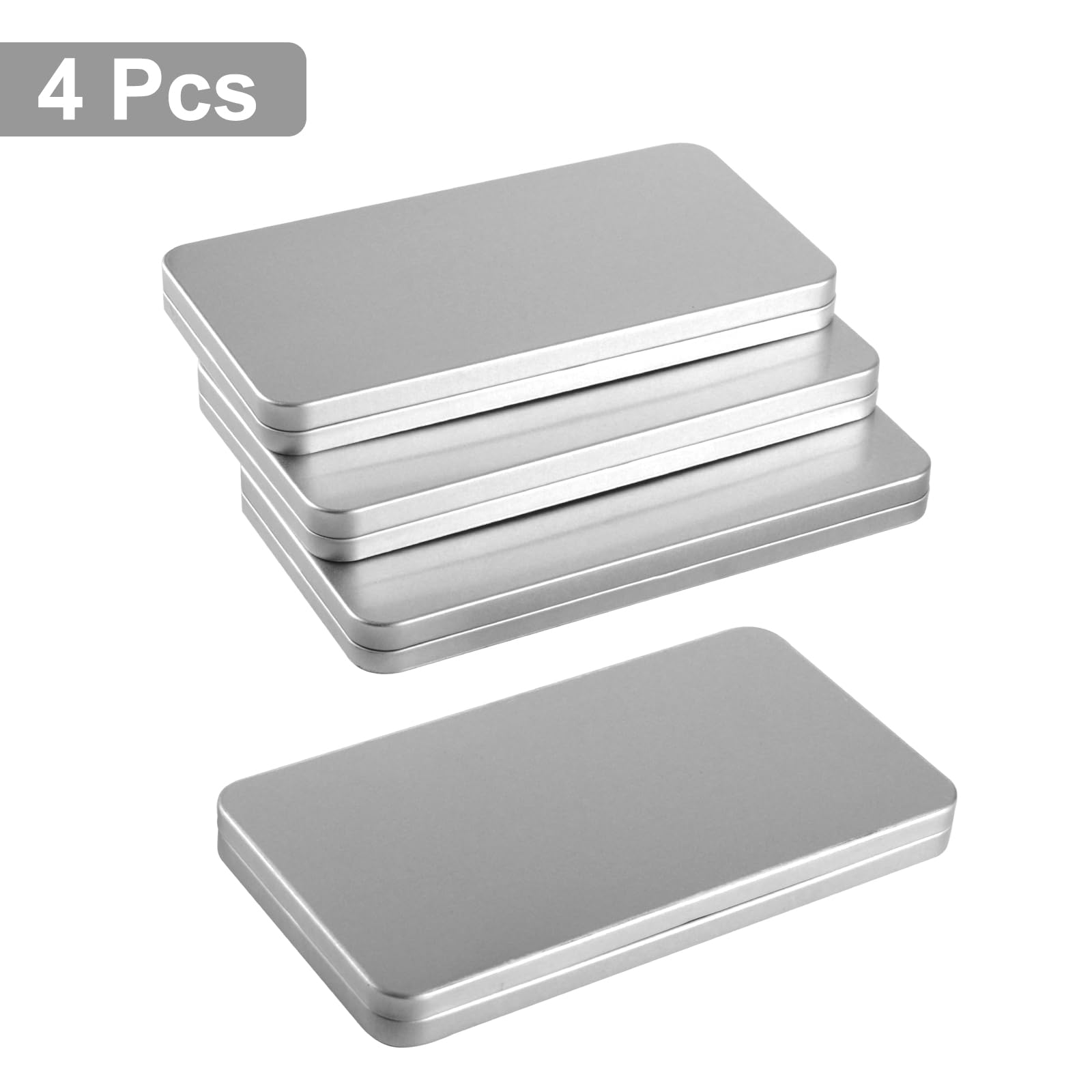 ANMOO 4Pcs Metal Cash Box Paper Money Box For Cash Coin Rectangle Single Row Currency Tray 17cm Money Organiser With Lid - Image 2