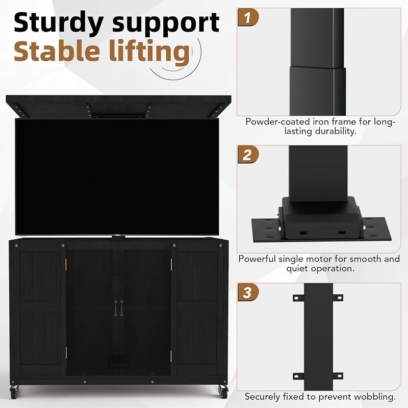 Hidden Motorized TV Lift Cabinet Solid Wood TV Cabinet for 32–65” TVs image 6