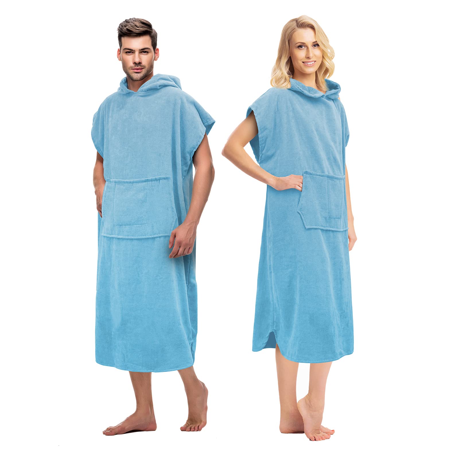 FAB-ON UK Poncho Towels Changing Robe for swimming Outdoor, Beach Light Weight 100% Cotton Changing Towel with Pockets, Hooded Surf Poncho for Men Women after Swimming โ image 1