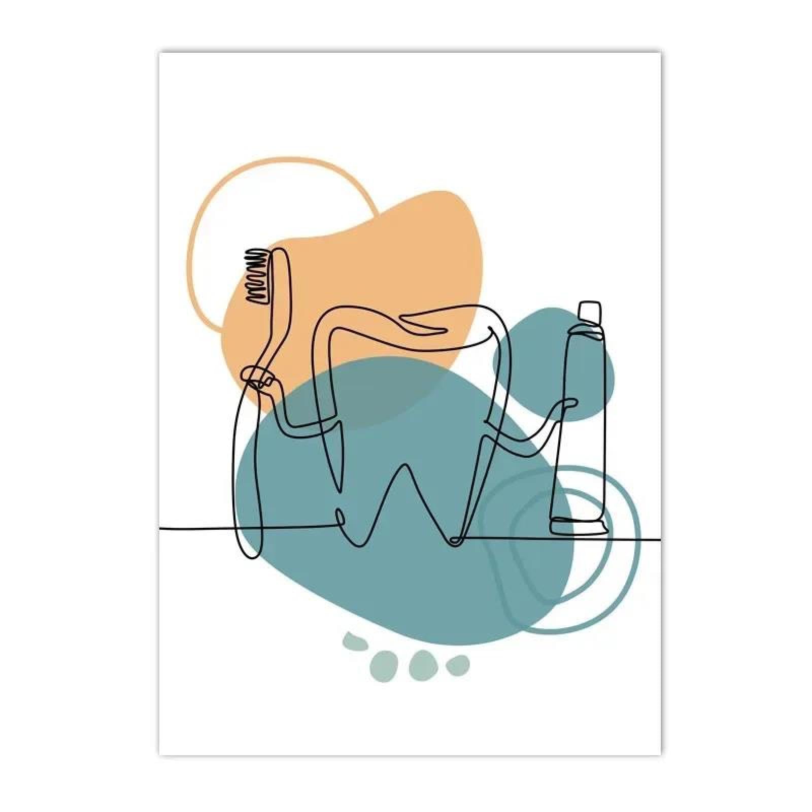 Baibexing Abstract Color Block Teeth Line Oral Health Dentist Tools Poster Prints Wall Art Canvas Painting Picture Clinic Office Home Decor A5 60X90Cm Unframed