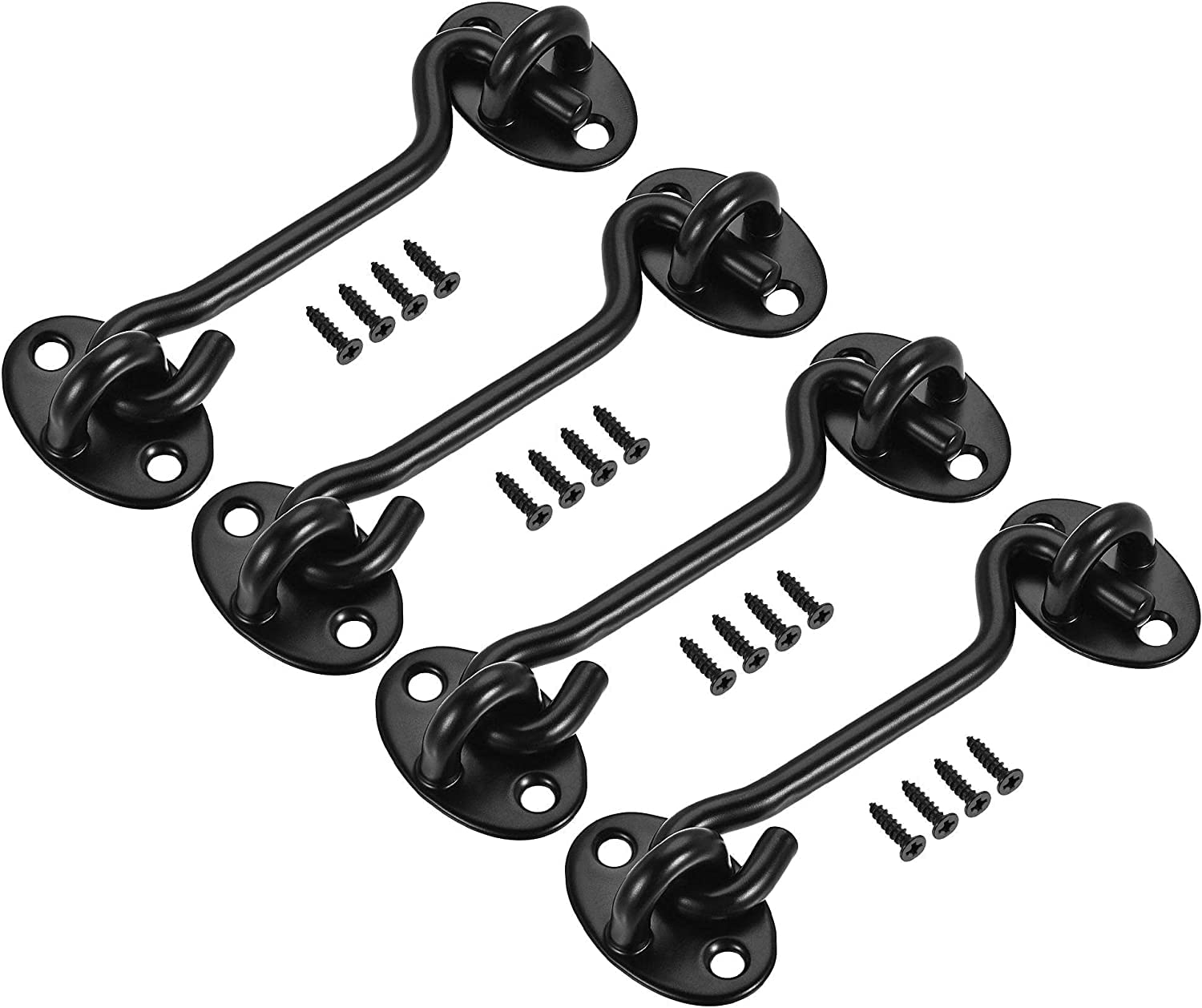 SFJSFIMQ Hook and Eye Latch Gate Bolt Lock,4" Cabin Door Swivel Window 201 with Screws Black 4pcs Button
