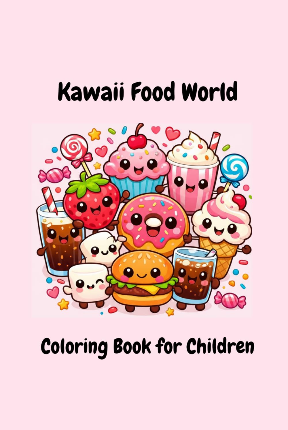 Kawaii Food World: Adorable Food characters, Easy and Fun Coloring Book for Kids