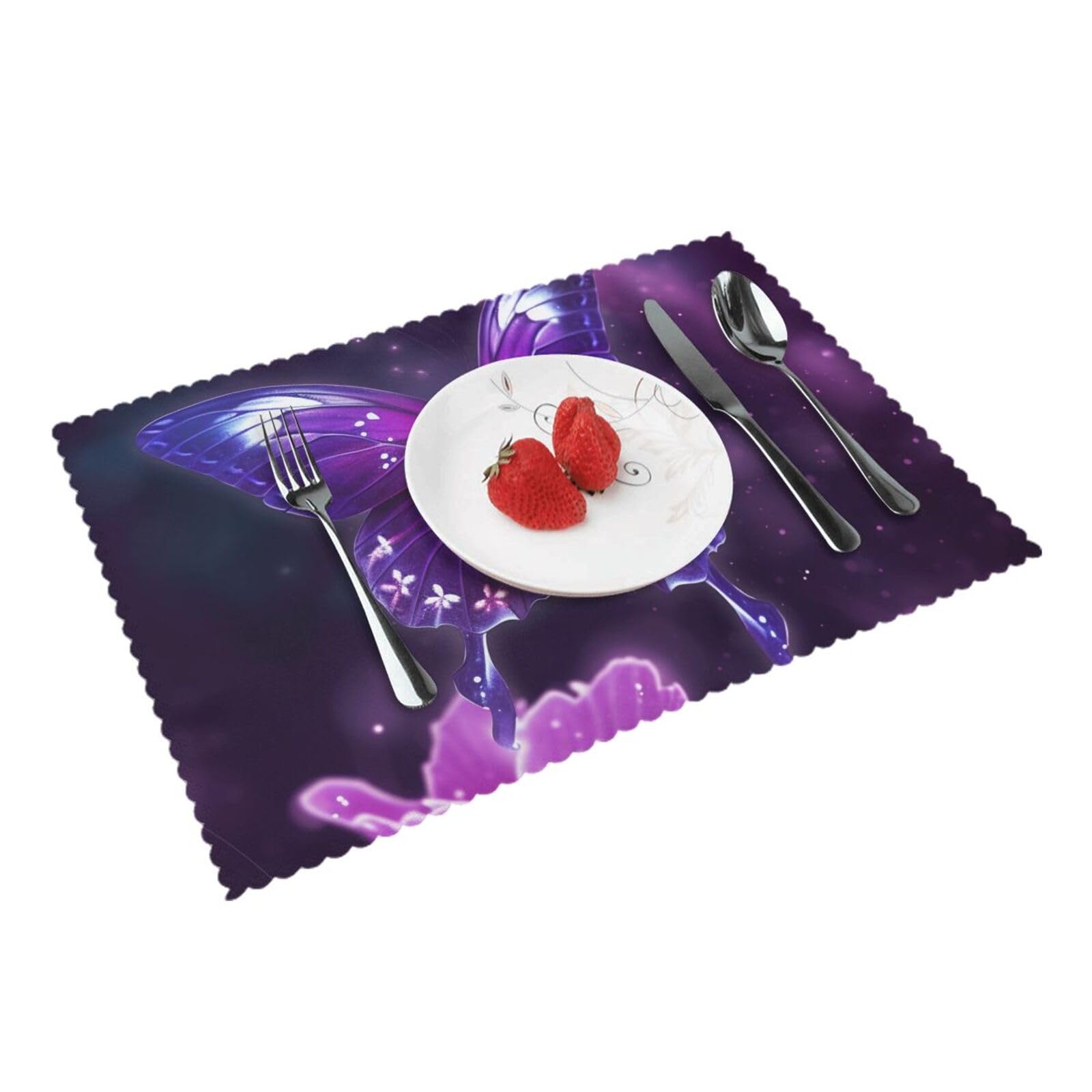 Butterfly Printed Placemat Heat Resistant Place Mats Set of 4 PCS Washable Kitchen Table Mats, 12x18 Inch