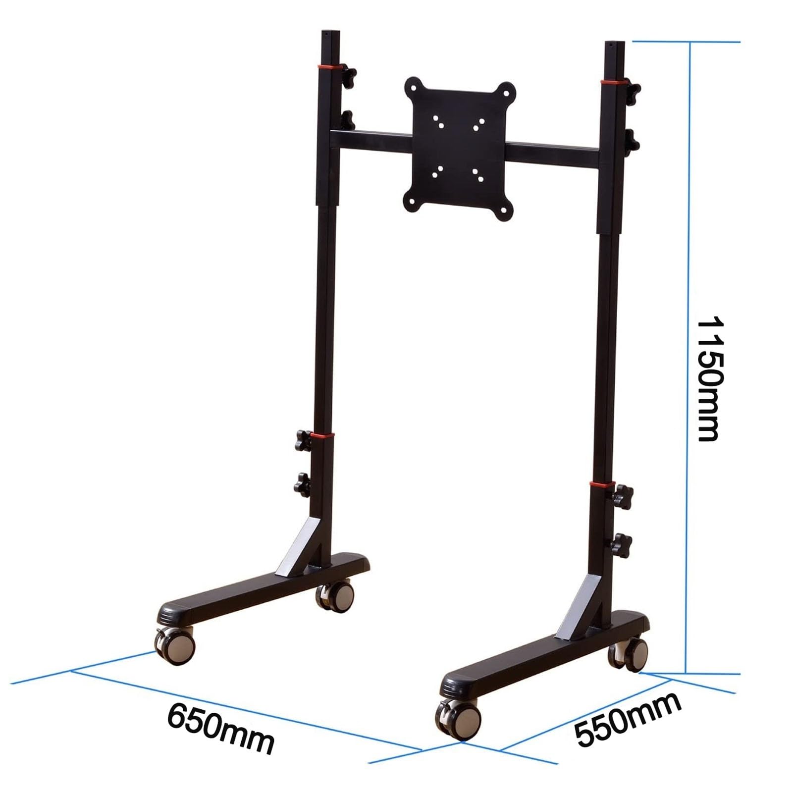 THEGA Soporte De TV Rodante con Ruedas - Soporte para TV LCD con Simulador De Carreras, Soporte De Suelo Móvil para Monitor, Altura Ajustable, para TV De Menos De 55 Pulgadas