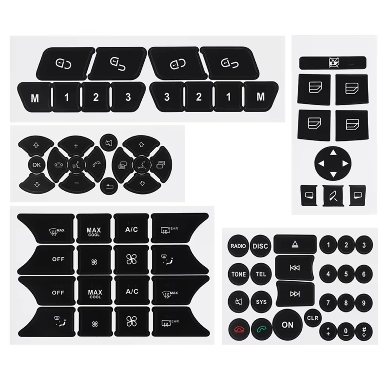 Button Repair Stickers for Car Compatible with Benz for SLK-Class R172 for CLS-Class W218 for E-Class W212 1 Set Car Button Repair Stickers Black Interior