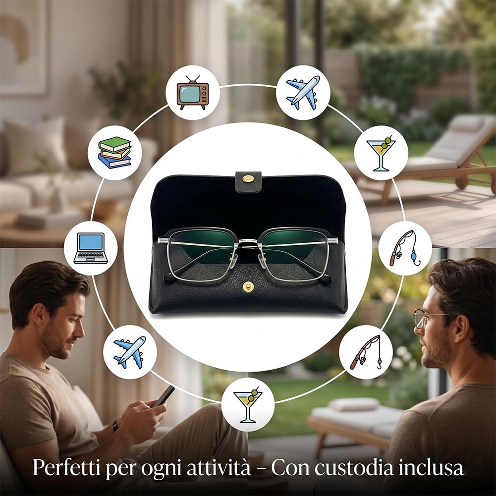 Occhiali autoregolanti, Occhiali con messa a fuoco automatica – Tecnologia Autofocus a Cristalli Liquidi per Vista Nitida da Vicino e Lontano + Custodia Inclusa – Per Uomo e Donna