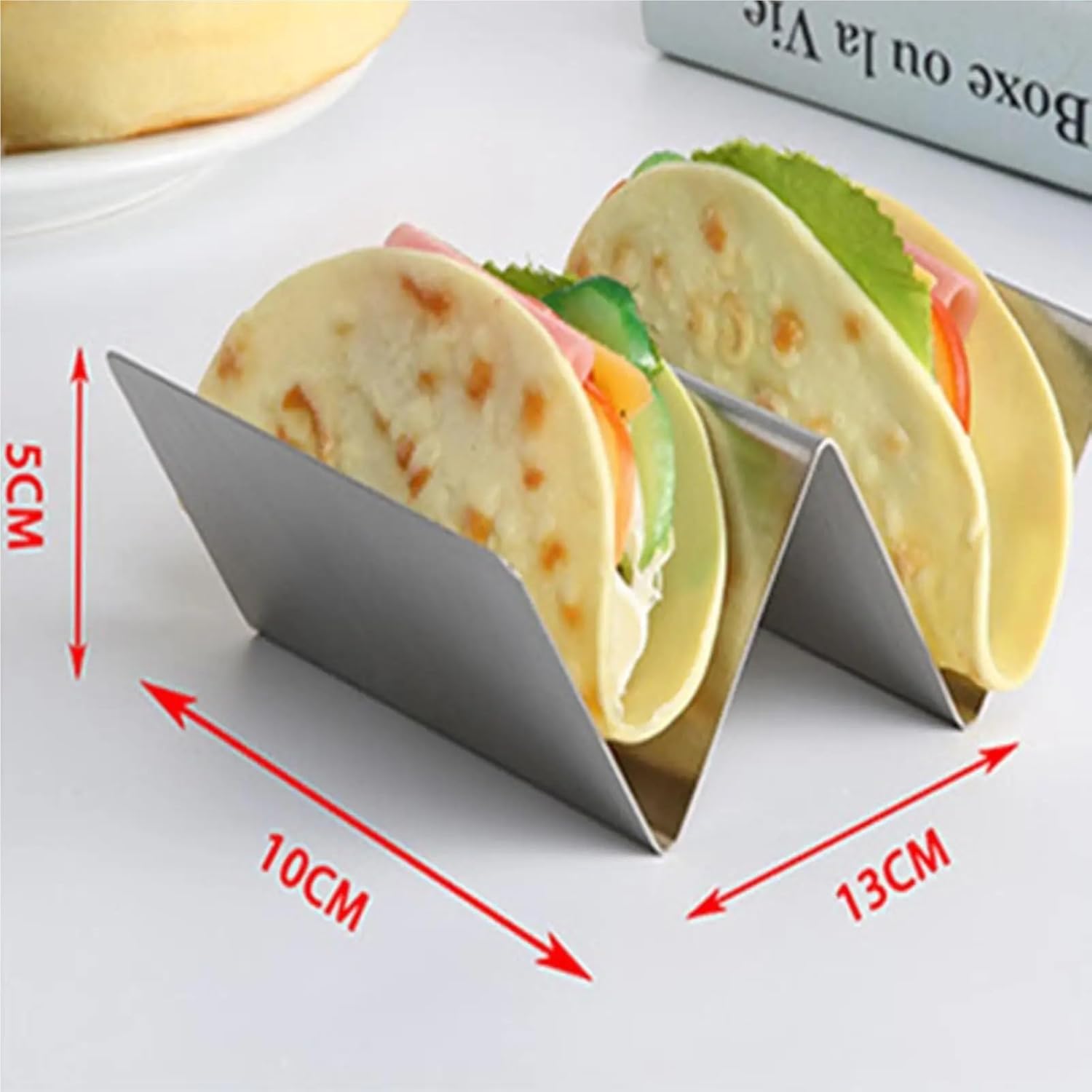 taco holder 6pcs Large Capacity Taco Holder Tray Stand Plate for Soft/Hard Shells, Street Taco Rack with Plates(A)