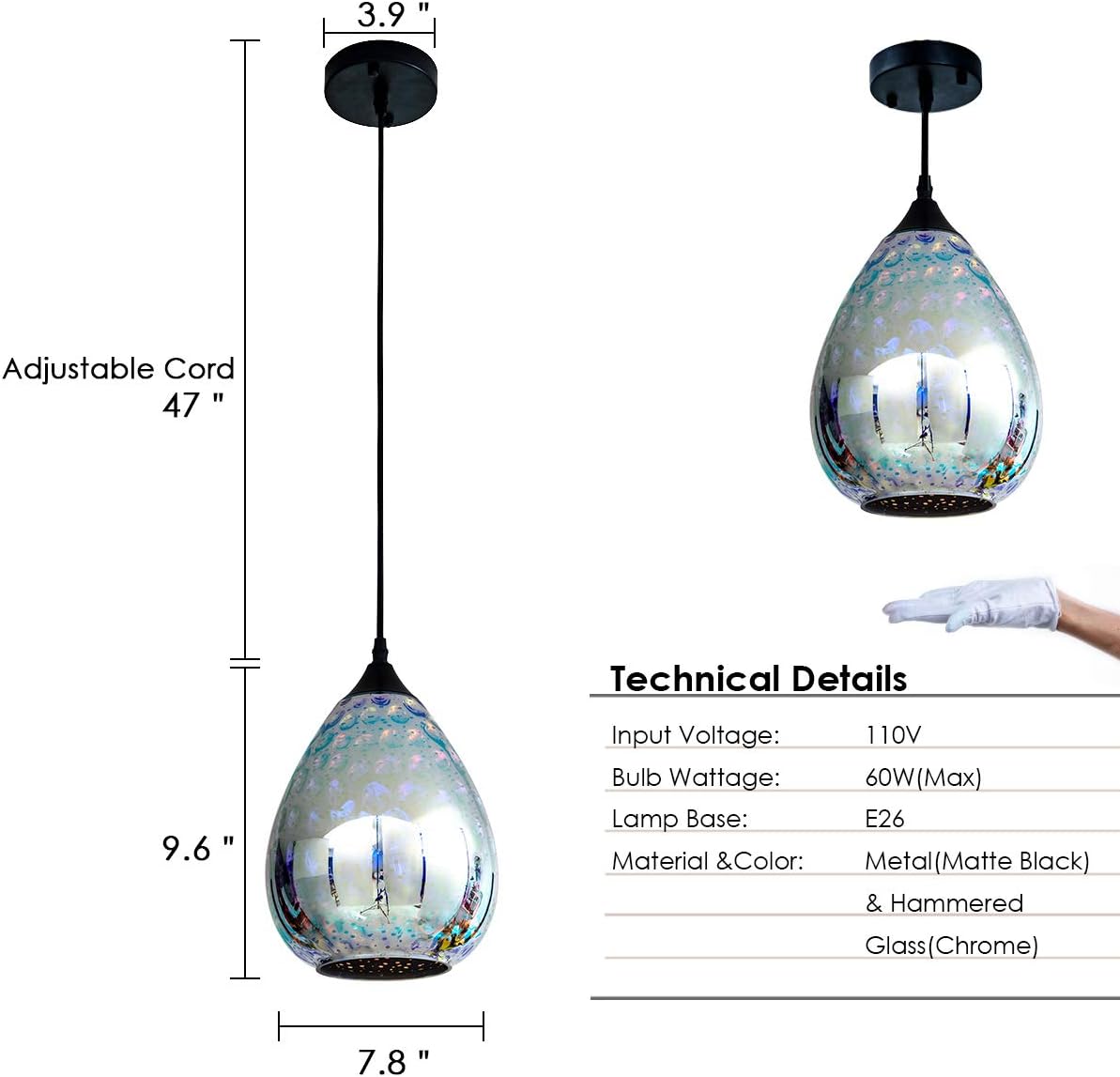 40% оƒƒ Dіѕсоunt 3d Glass Pendant Light, Modern Kitchen Pendant Lighting with Colored Hammered Shade, 3D Reflection Glass Hanging Pendant Ceiling Light Fixture for Living Room Bedroom Island Restaurant Bar, 8in Chrome Hоttеѕt Sаlеѕ 3d Glass Pendant Light, Modern Kitchen Pendant Lighting with Colored Hammered Shade, 3D Reflection Glass Hanging Pendant Ceiling Light Fixture for Living Room Bedroom Island Restaurant Bar, 8in Chrome