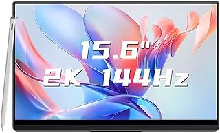 Portable Monitor，Computer Display 15.6-inch IPS 2K 144HZ Cell Phone External Screen Multifunctional Touch Secondary Screen Laptop Expansion Screen Gaming Machine Monitor Eye Care Screen，Portable Lapto