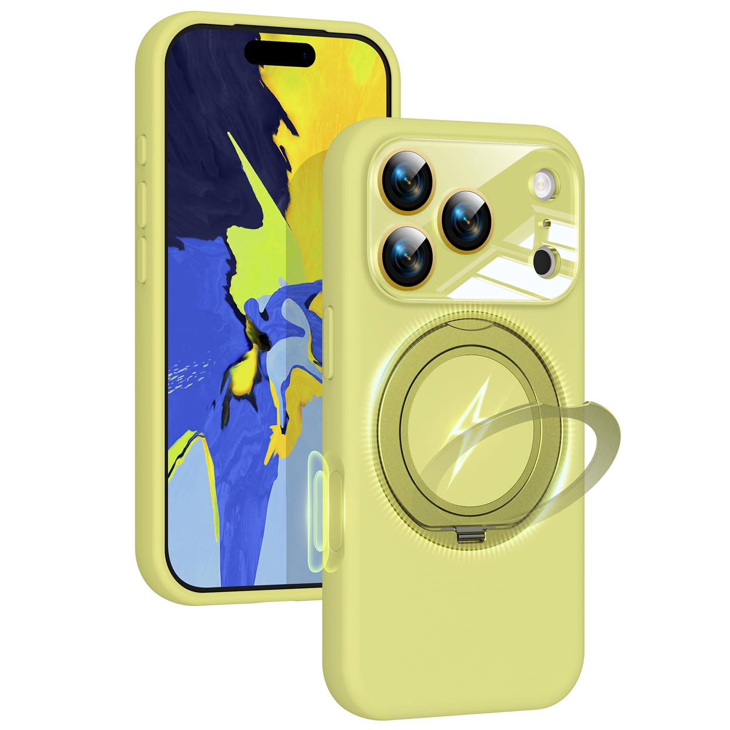 Silicone Case for iPhone 17 Pro with 360° Magnetic Stand Fit for MagSafe