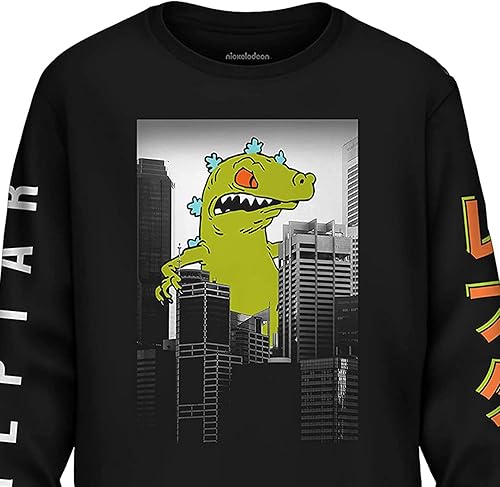 Vista 7 de Nickelodeon Camisa de manga larga para hombre - #TBT Ropa para hombre de los años 90 - Rugrats, Hey Arnold, Ren y Stimpy