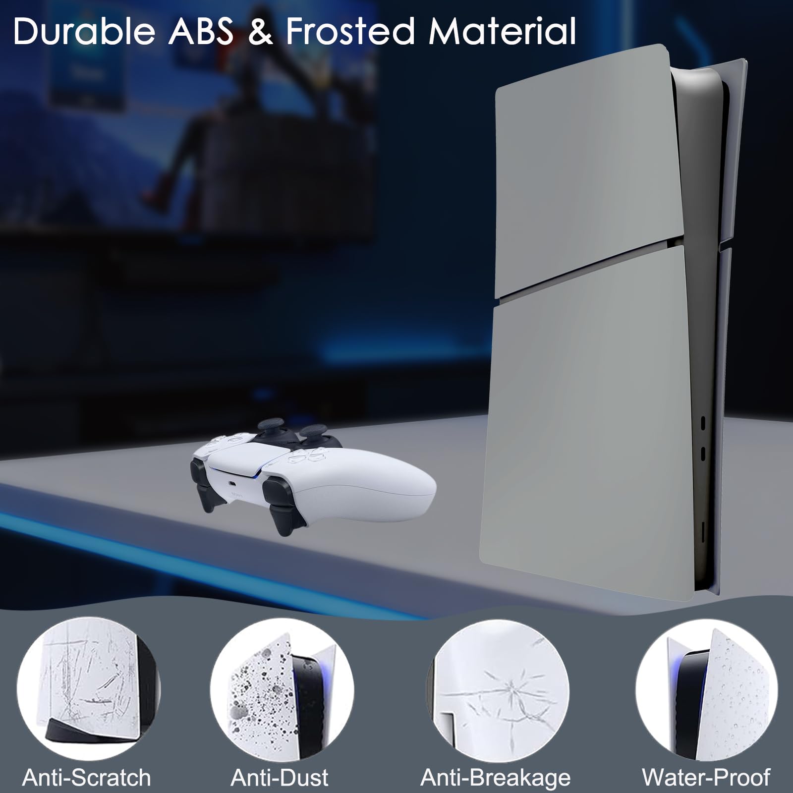 Shockproof Faceplates for PS5 Slim Digital Edition - Hard ABS Matte Replacement Cover Case Shell Skin Plates for PlayStation 5 Slim Digital Console Accessory, Dustproof & Anti-Scratch, Snap-On Panels thumbnail 10