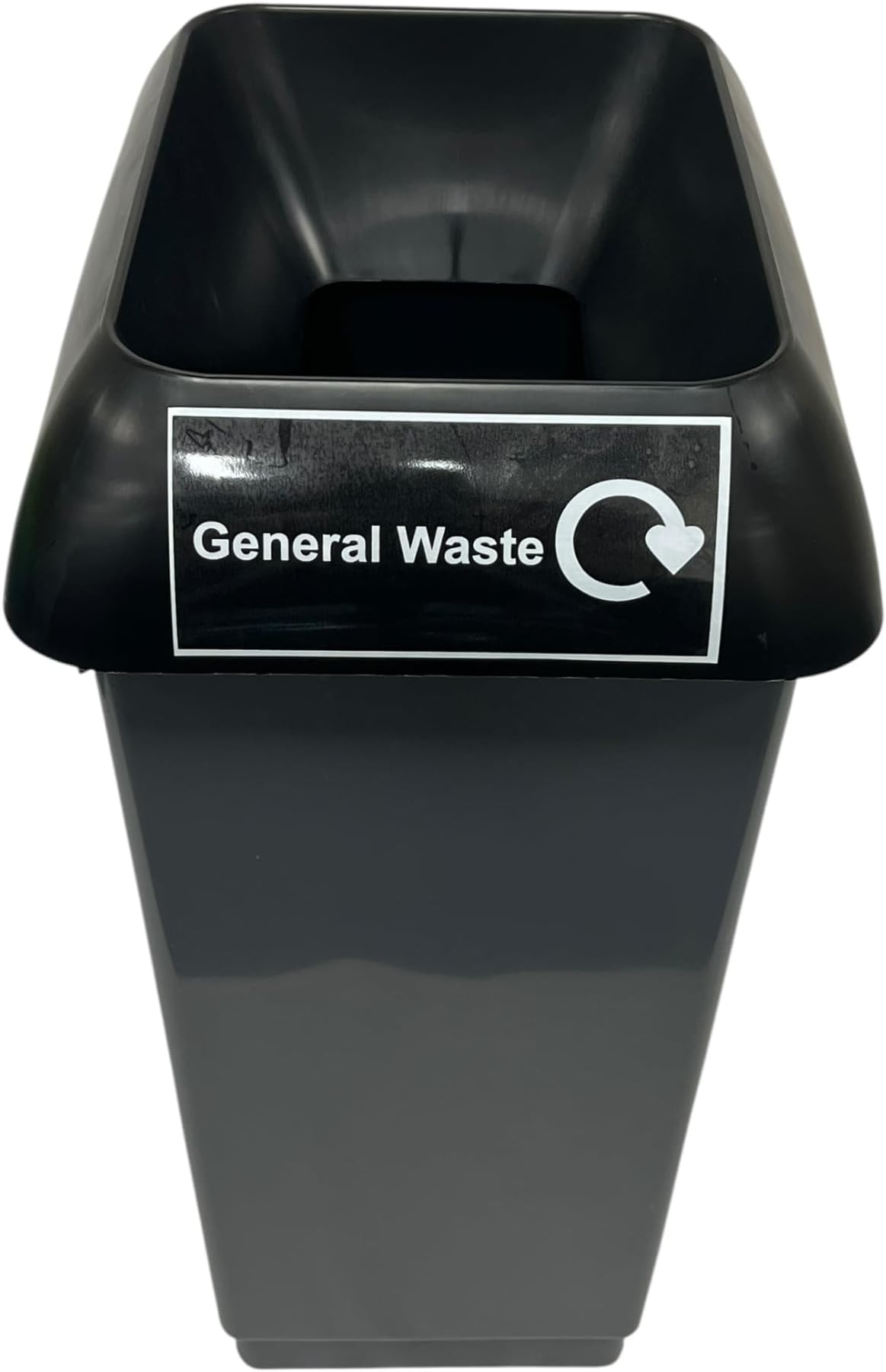 Chabrias Ltd 50 Litre Recycling Waste Bin With Lid & Logo Sticker Included (Black Lid & General Logo)