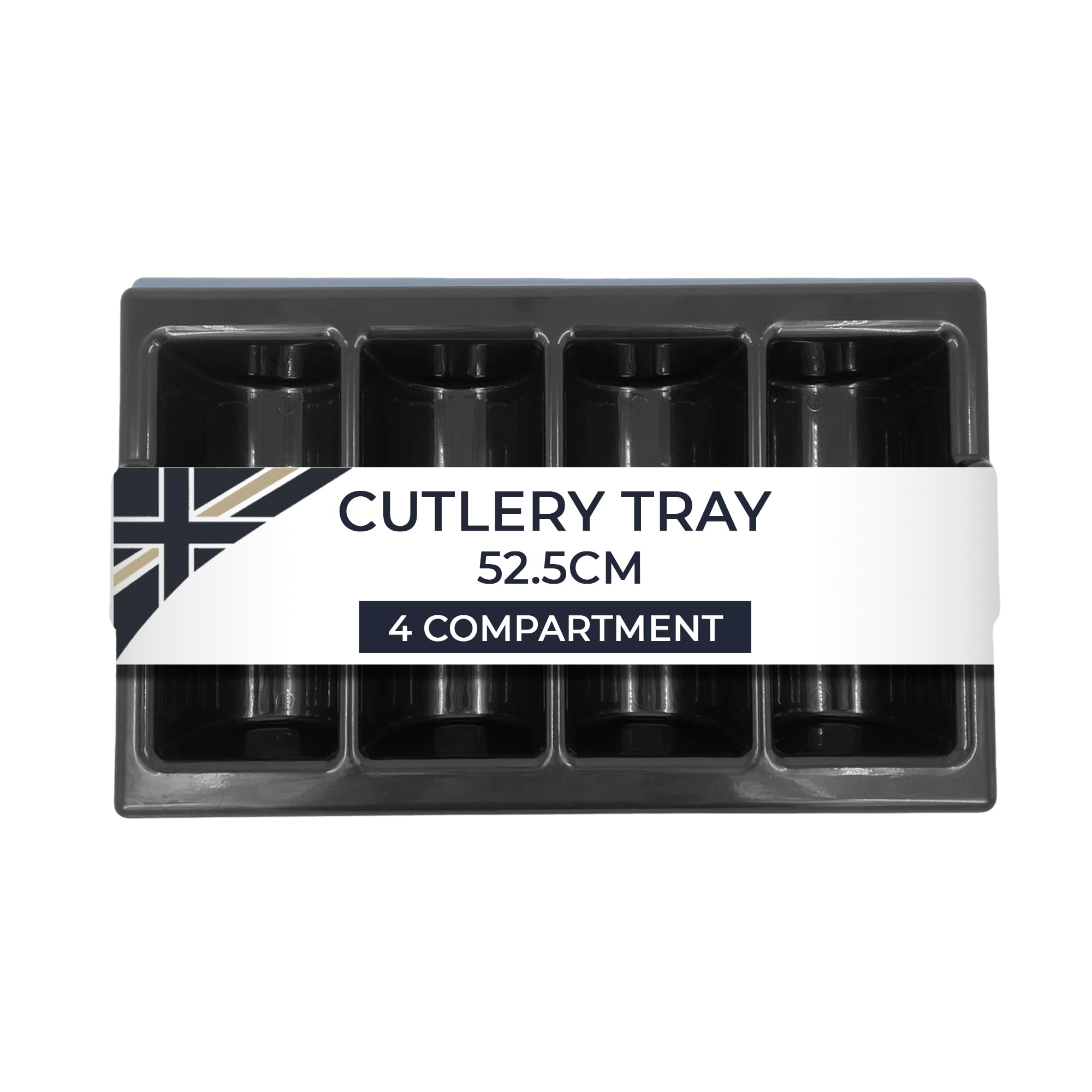 Chabrias Ltd Durable 4 Compartment GN 1/1 Cutlery Tray Black - Restaurant Grade, Easy-to-Clean Organizer,Efficient Kitchen Storage in Restaurants, Schools, and Commercial Use