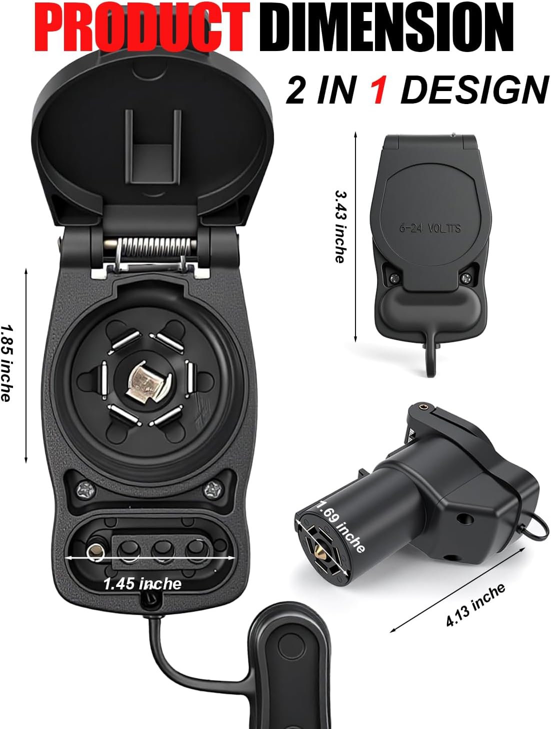 7-Way to 7-Way & 4-Way Trailer Adapter, Dual-Output Towing Connector Plug, Heavy-Duty 7-Pin Blade to 4-Pin Flat Plug-and-Play Extender for RVs, Trucks, SUVs – Weatherproof, No Wiring Required