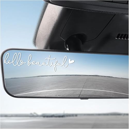 Miniatura 4 de Calcomanías de espejo para automóviles, calcomanías de espejo retrovisor con texto en inglés "Hello Beautiful", decoración de ventana de coche,