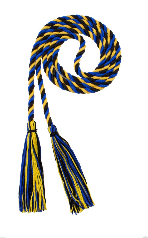 Tassel Depot Graduation Honor Cord - Black/Royal/Gold - Every School Color Available - Made In Usa