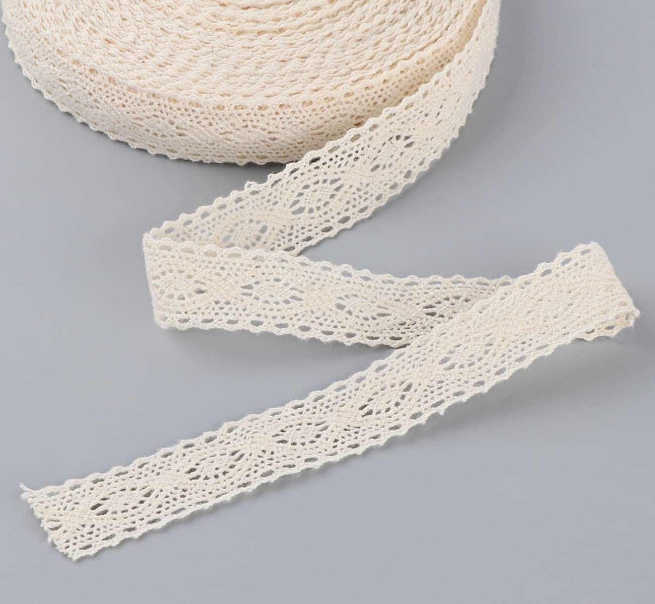 Kantlint, 30 meter beige kanten lint rol crème kanten rand katoenen gehaakt kanten rand lint vintage kanten lint voor naaien knutselen trouwkaarten decoraties doe-het-zelf ambachten