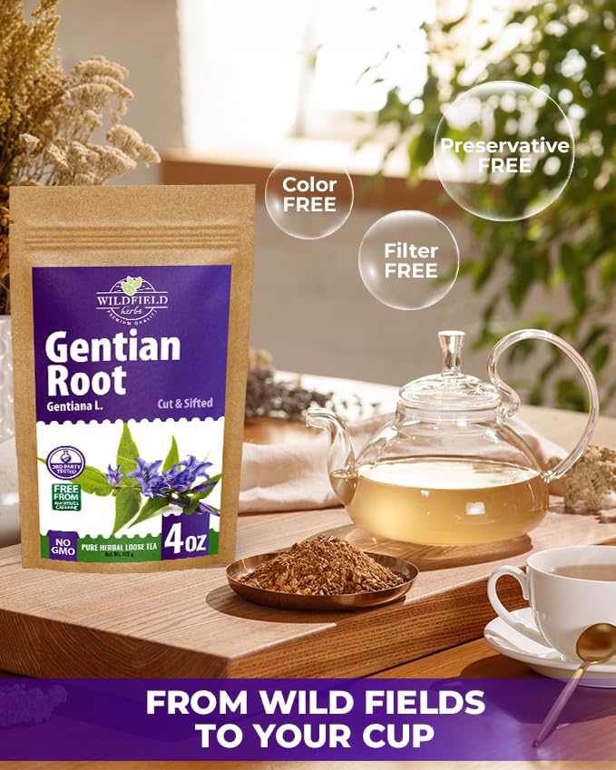 Image of 4 oz. Gentian Root Dried Gentian Root Herbal Tea (Gentiana Lutea) - 113g Raiz De Genciana