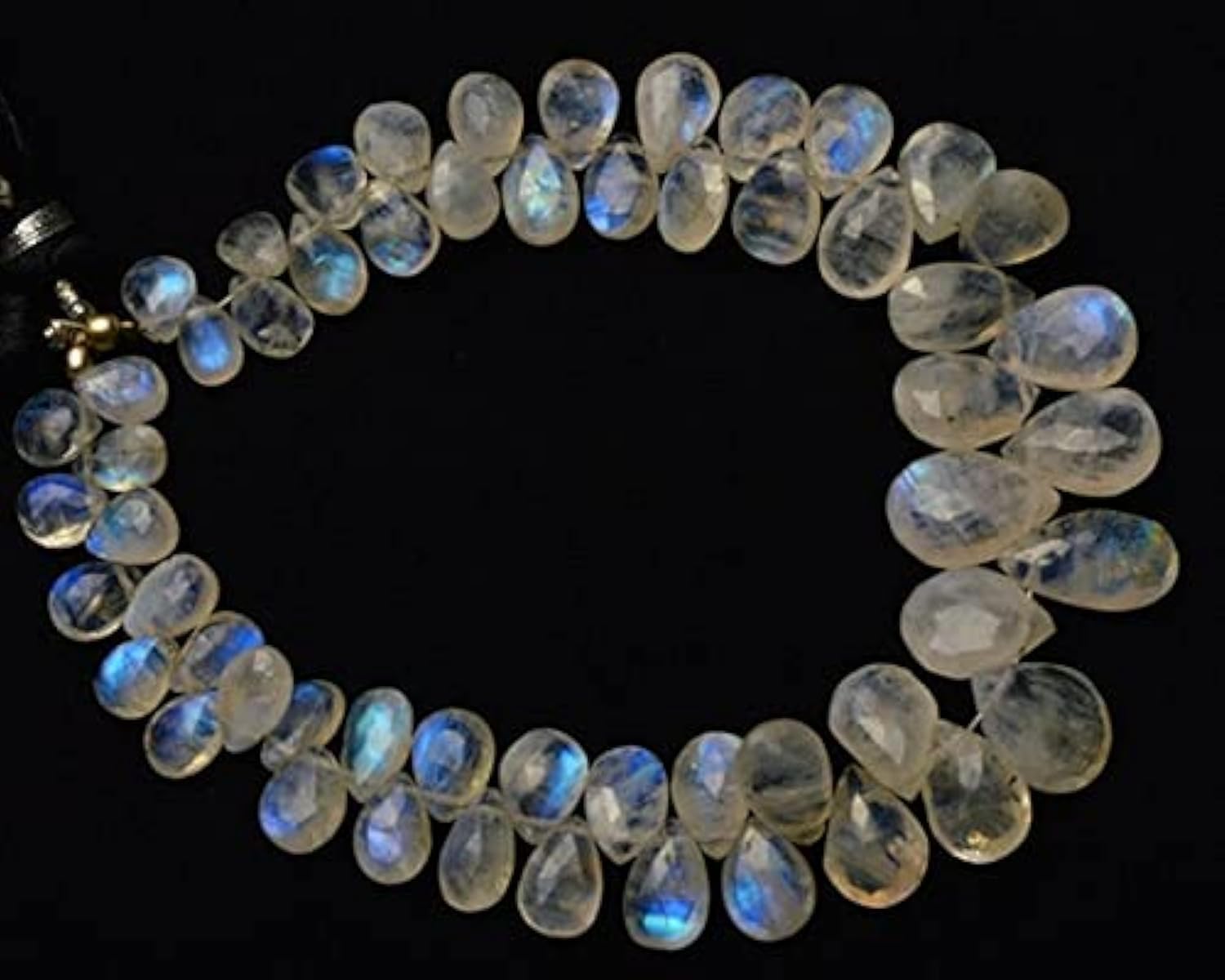Pierre de lune arc-en-ciel naturelle en fil de briolettes pour créer un cadeau d'anniversaire