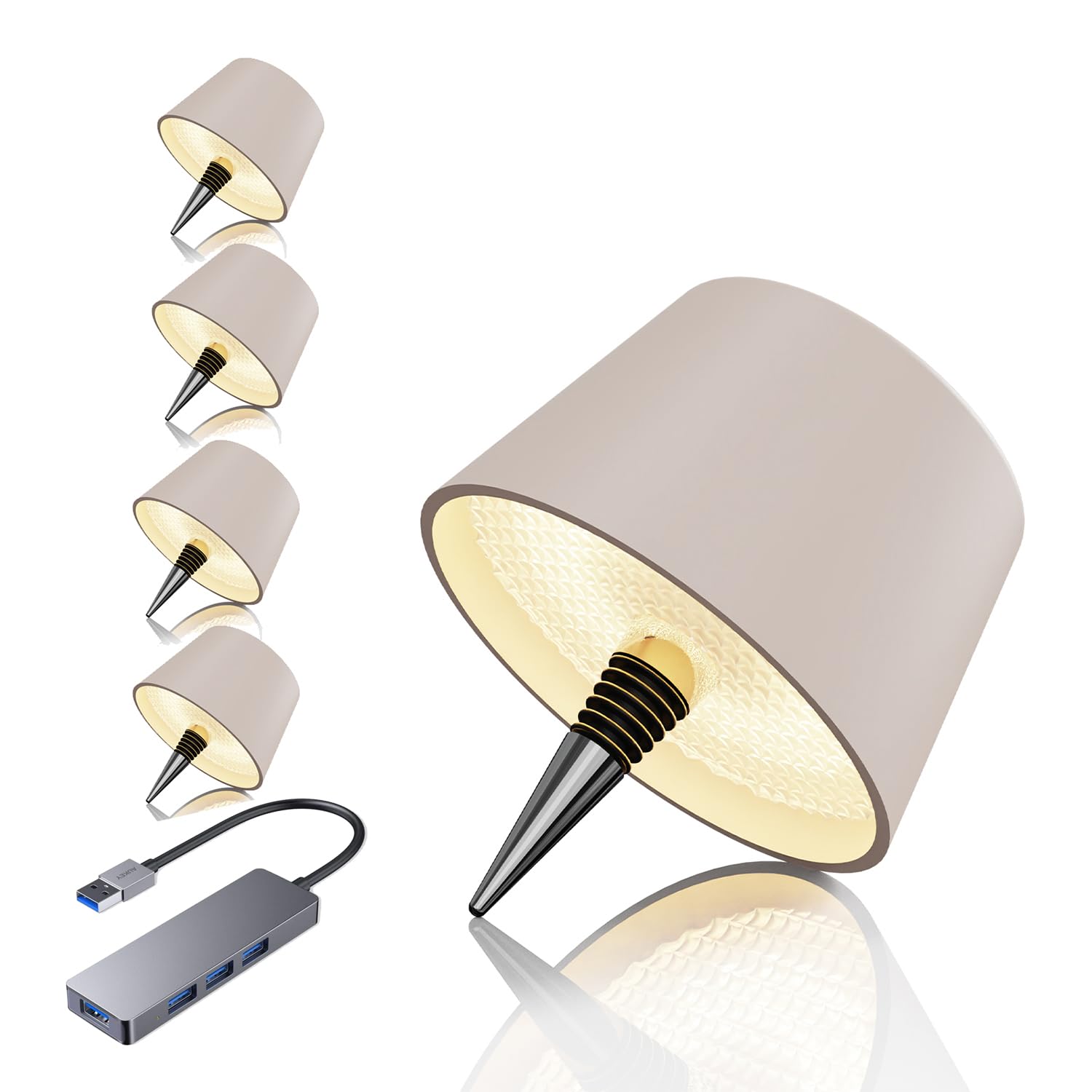 MU LIN lampada bottiglia ricaricabile,lampada da tavolo senza fili,Controllo Touch da 3 Modalita Temperatura di Colore, Dimmerabile, per Soggiorno, Ristorante