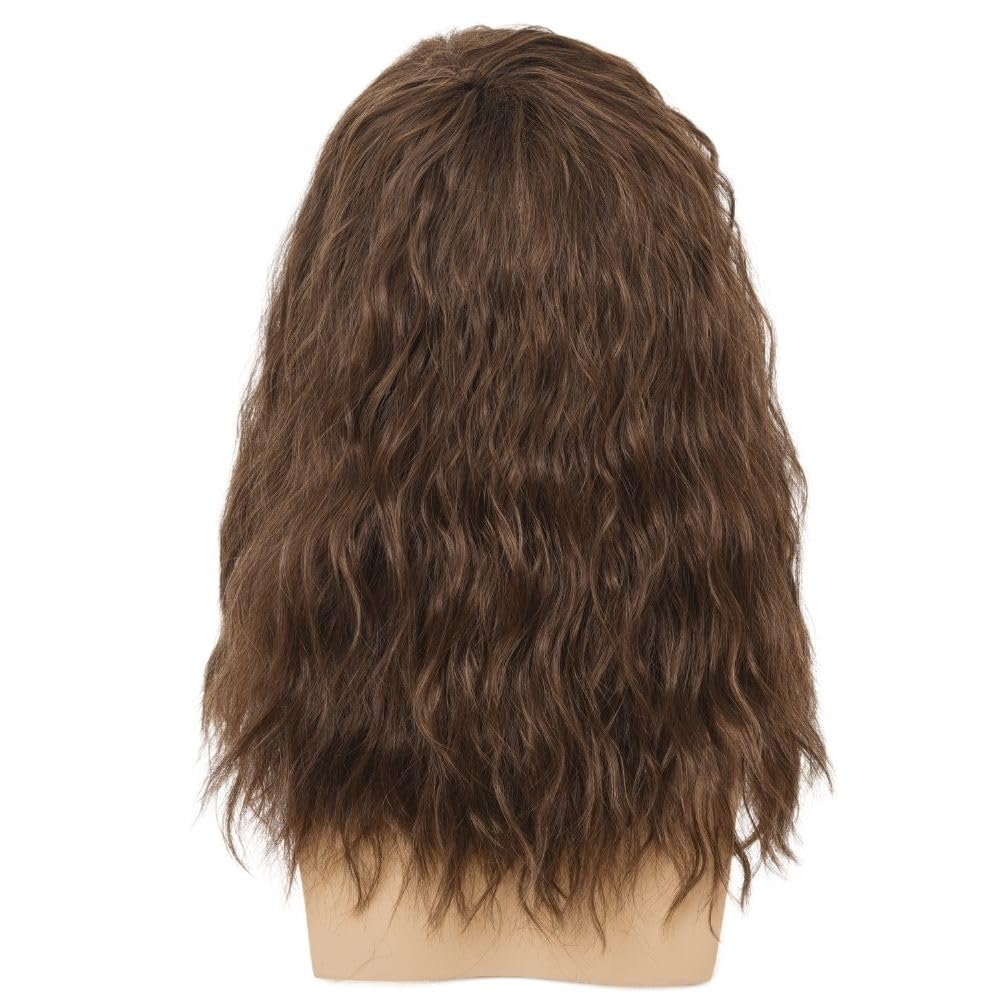 Siudus Mens Brown Long Curly Wig Side Part 70s 80s Fluffy Hair Wigs Synthetic Fiber Male Cosplay Disco Halloween Wig - Image 4
