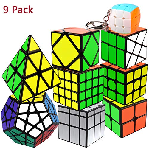 Coolzon Zauberwürfel Set, 9 Stück Speed Cube Set 2x2 3x3 4x4 Pyraminx Megaminx Mirror Skewb Fenghuolun Klein Speed Cubing, Magic Cubes für Kinder Erwachsene Anfänger