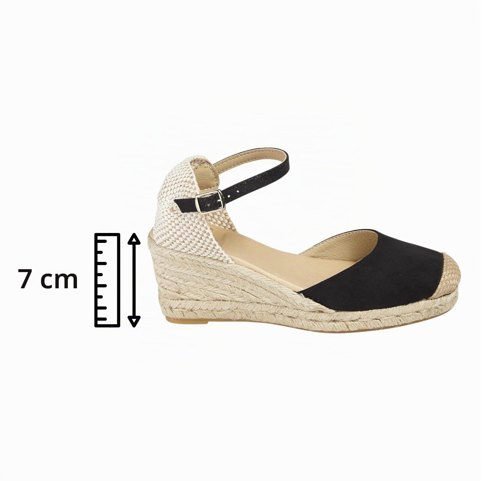 Alpargatas Cuña Cómoda Mujer Hechas en España - Sandalias Yute Natural | Plantilla Foam Acolchada, Cierre Hebilla y Tejido Técnico Transpirable - Zapatos Artesanales Cómodos para Verano y Caminar