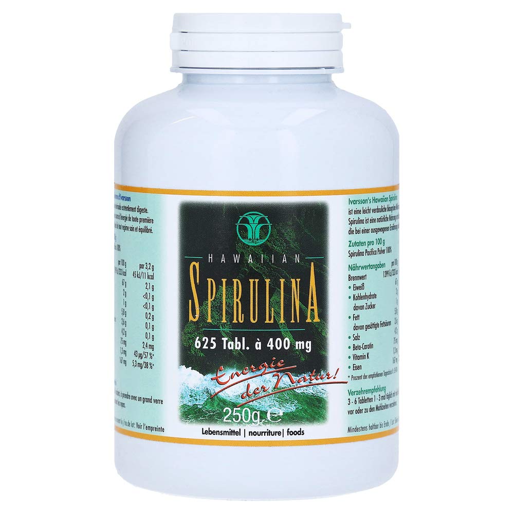 Ivarsson's Spirulina - Original Hawaiian Spirulina Tabletten 625 Stück I 400mg + Vitamin K1 & K2