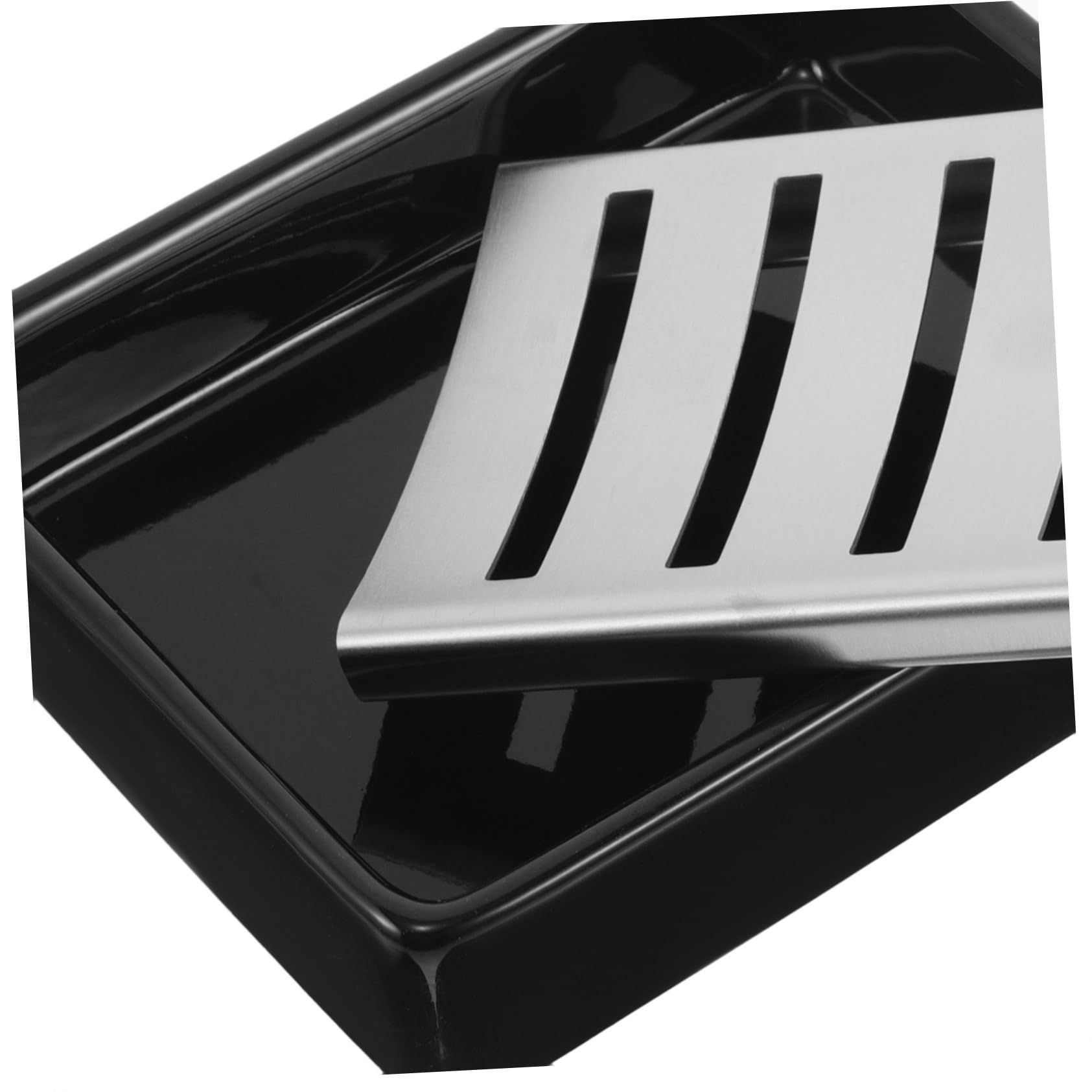 Jabonera de Baño Rectangular de Doble Capa Drenaje, de Cerámica y Acero Inoxidable para Jabón, Diseño Elegante y Autocontenida
