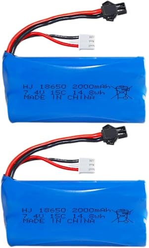 VOCTI Batería de enchufe SM-2P de 7.4V 2000mah para H101 H103 H105 T2 Control remoto RC Boat MN D9091 MN99s RC Trucks batería de iones de litio de