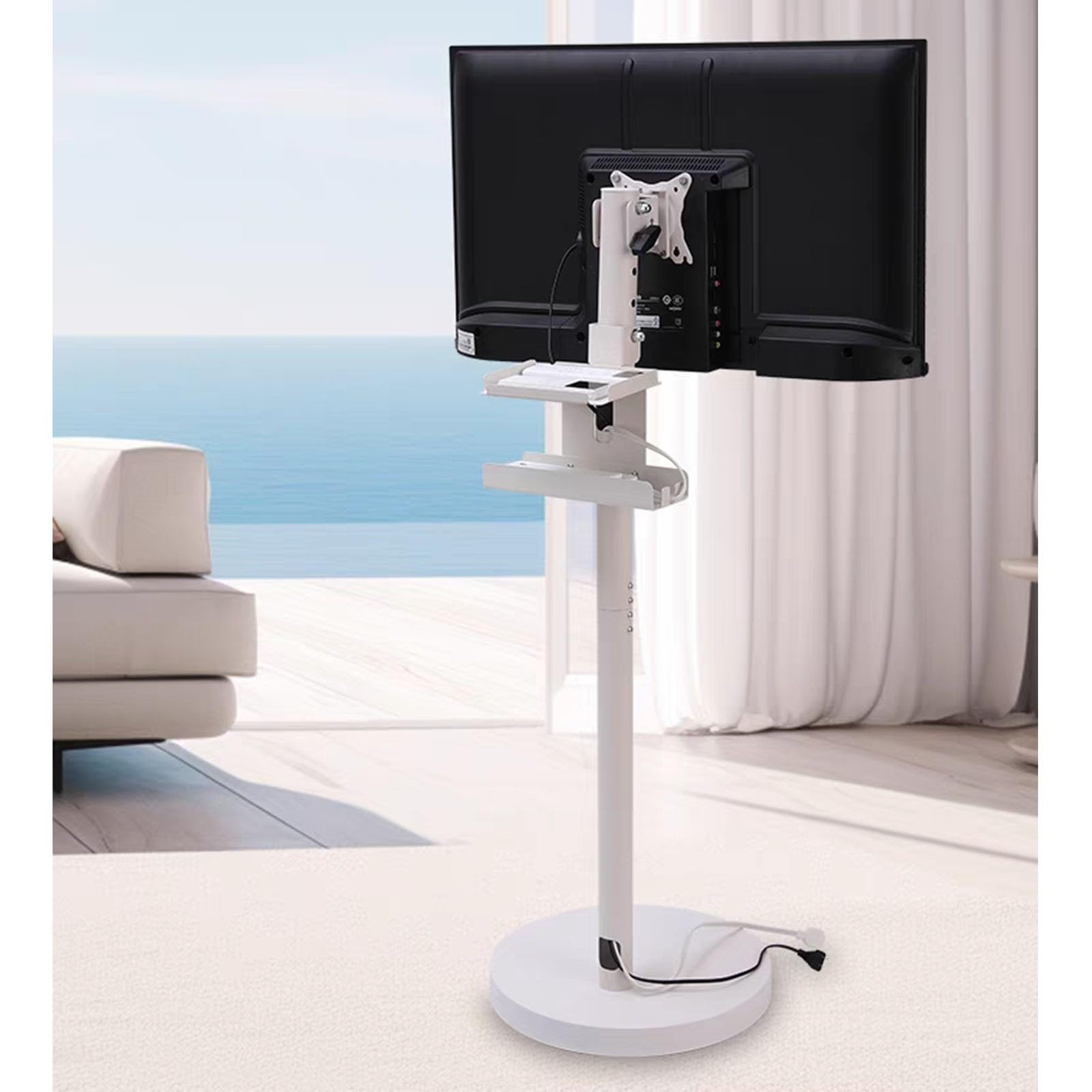 Supporto da Pavimento per TV - Supporto Mobile Girevole a 360°, Supporto per TV con schermi Orizzontali e Verticali, Supporto da Pavimento Universale per TV, Carrel,