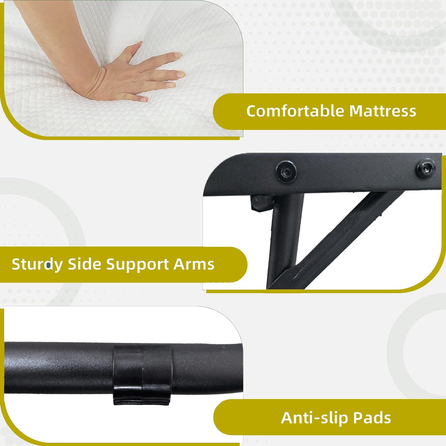 Espsilto Large Folding Bed with Mattress for Adult - 75''x46'' Foldable Rollaway Bed for Guest, Space Saving Fold Up for Easy Storage