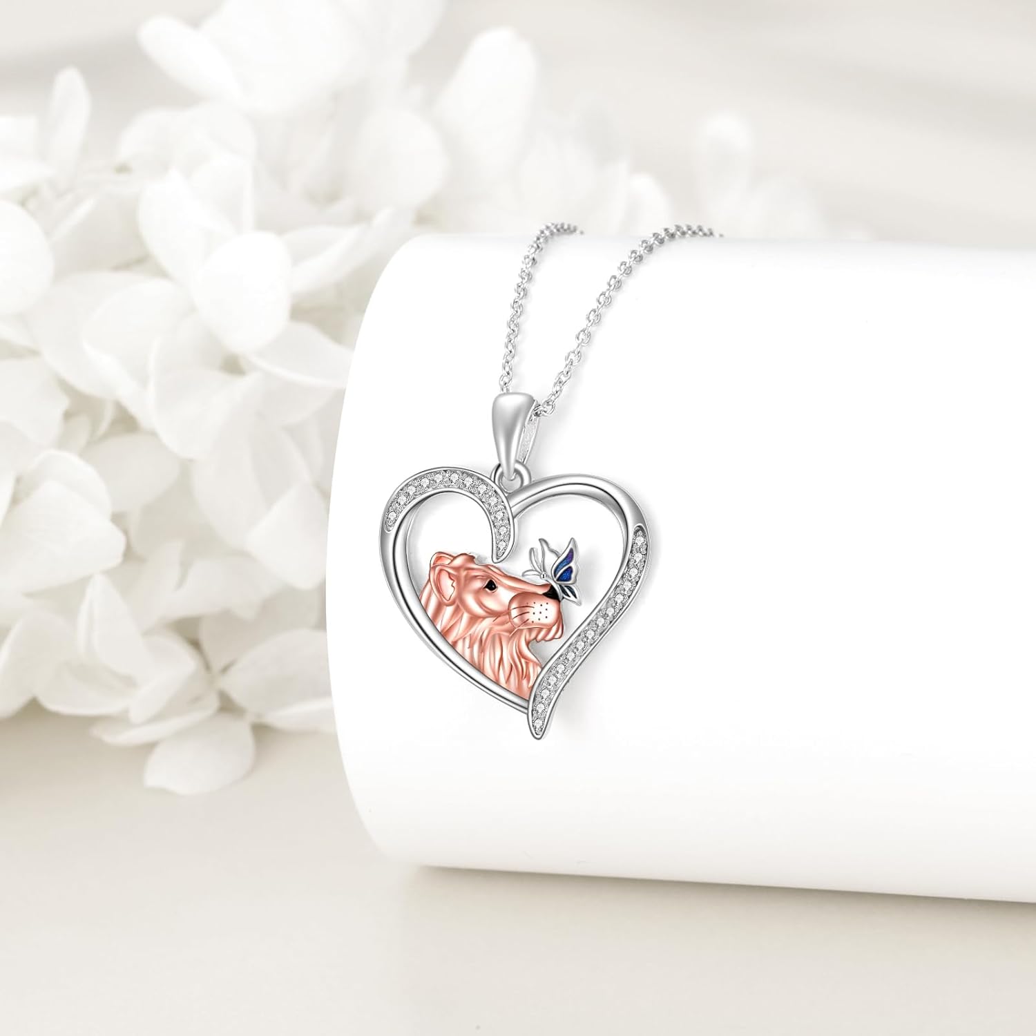 LUHE Animal Heart Necklace Sterling Silver Panda/Horse/Pig/Highland Cow/Axolotl/Fox/Elephant/Lion/Dragonfly/Flamingo/Koala Bear/Sloth/Frog Necklace Animal Jewelry Gifts for Women - Image 2